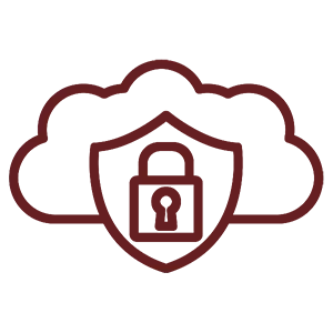 Line-art cloud with a padlock shield, showing authorized Metrc data access for cannabis licensees