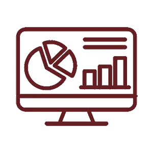 Line-art monitor with charts, representing supplier-facing cannabis receivables reporting and dashboards
