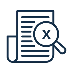Line-art invoice and magnifying glass marked with an X, showing a missing sell-through trigger